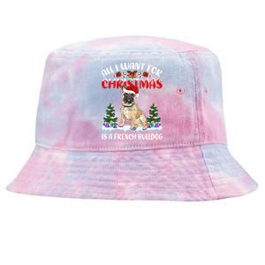 Funny Santa Hat All I Want For Christmas Is A French Bulldog Meaningful Gift Tie-Dyed Bucket Hat