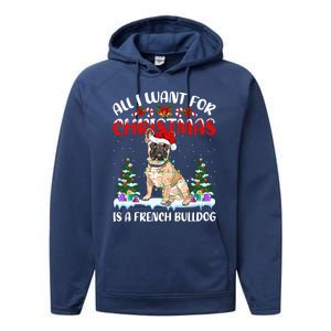 Funny Santa Hat All I Want For Christmas Is A French Bulldog Meaningful Gift Performance Fleece Hoodie