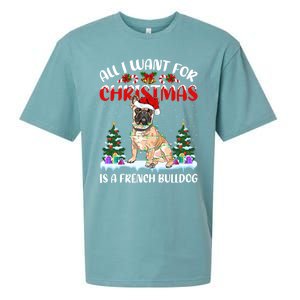 Funny Santa Hat All I Want For Christmas Is A French Bulldog Meaningful Gift Sueded Cloud Jersey T-Shirt