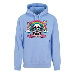 Funny Skeleton Halloween S Never Better Skull Rainbow Unisex Surf Hoodie