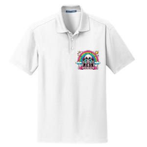 Funny Skeleton Halloween S Never Better Skull Rainbow Dry Zone Grid Polo