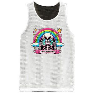 Funny Skeleton Halloween S Never Better Skull Rainbow Mesh Reversible Basketball Jersey Tank