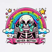 Funny Skeleton Halloween S Never Better Skull Rainbow Magnet