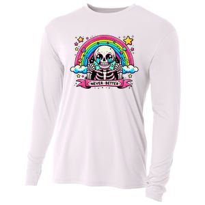 Funny Skeleton Halloween S Never Better Skull Rainbow Cooling Performance Long Sleeve Crew