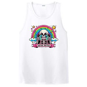 Funny Skeleton Halloween S Never Better Skull Rainbow PosiCharge Competitor Tank