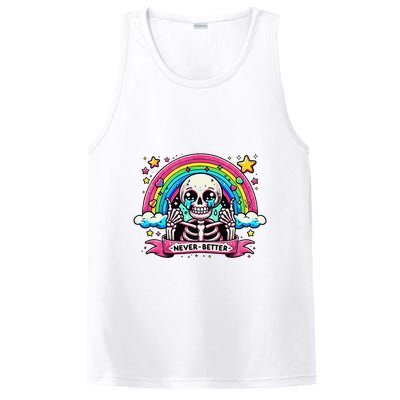 Funny Skeleton Halloween S Never Better Skull Rainbow PosiCharge Competitor Tank