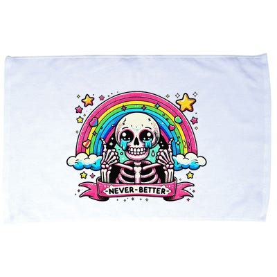 Funny Skeleton Halloween S Never Better Skull Rainbow Microfiber Hand Towel
