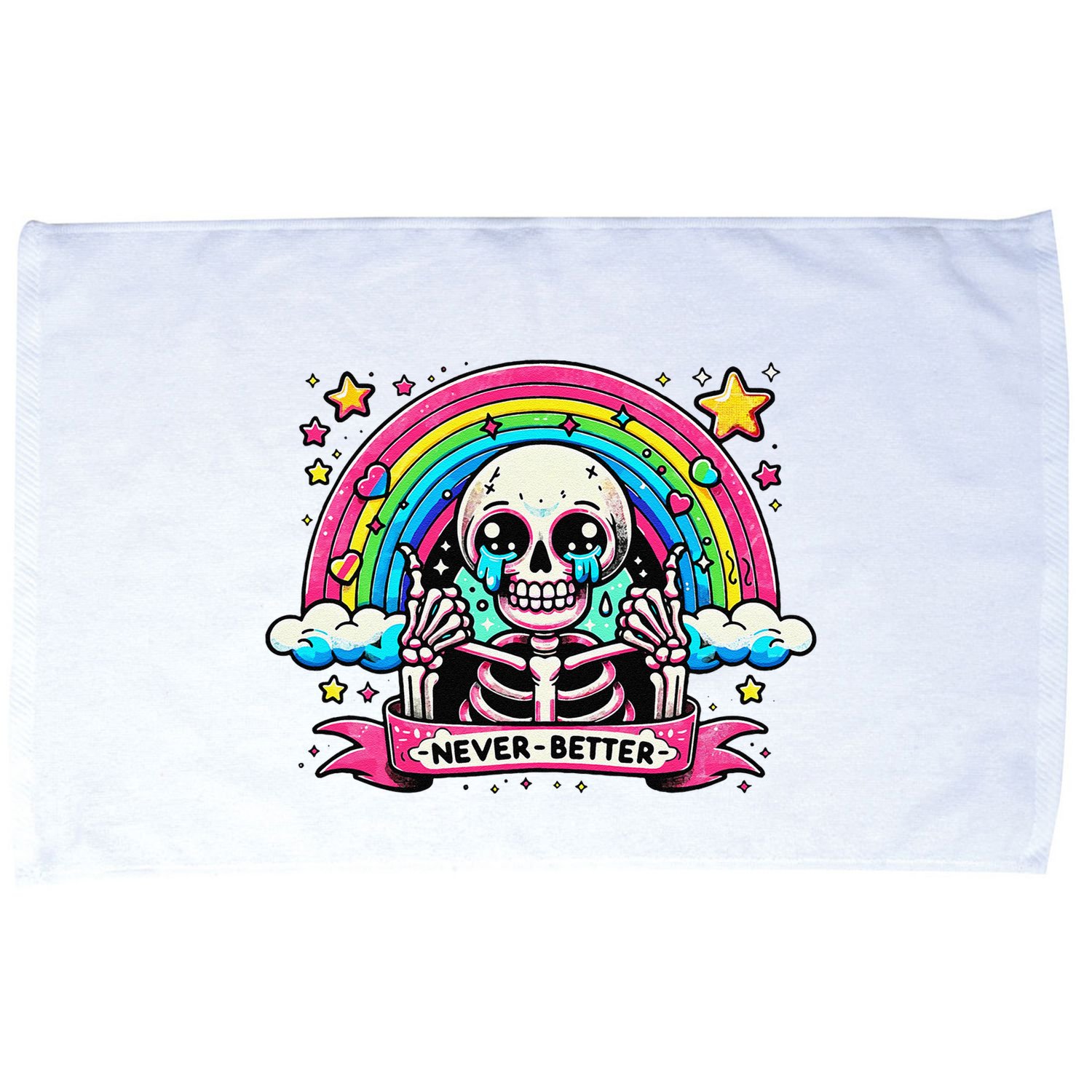 Funny Skeleton Halloween S Never Better Skull Rainbow Microfiber Hand Towel