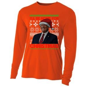 Funny Santa Hat Trump I’Ll Be Home For Christmas Xmas 2024 Gift Cooling Performance Long Sleeve Crew