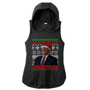 Funny Santa Hat Trump I’Ll Be Home For Christmas Xmas 2024 Gift Ladies PosiCharge Tri-Blend Wicking Draft Hoodie Tank