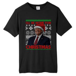 Funny Santa Hat Trump I’Ll Be Home For Christmas Xmas 2024 Gift Tall Fusion ChromaSoft Performance T-Shirt