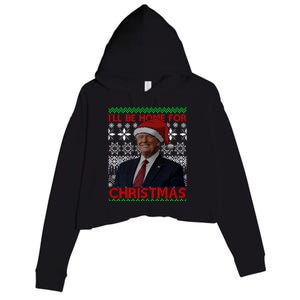 Funny Santa Hat Trump I’Ll Be Home For Christmas Xmas 2024 Gift Crop Fleece Hoodie