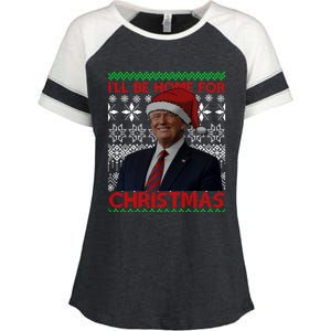 Funny Santa Hat Trump I’Ll Be Home For Christmas Xmas 2024 Gift Enza Ladies Jersey Colorblock Tee