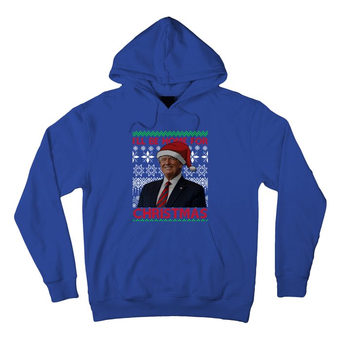 Funny Santa Hat Trump I’Ll Be Home For Christmas Xmas 2024 Gift Hoodie