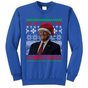 Funny Santa Hat Trump I’Ll Be Home For Christmas Xmas 2024 Gift Sweatshirt