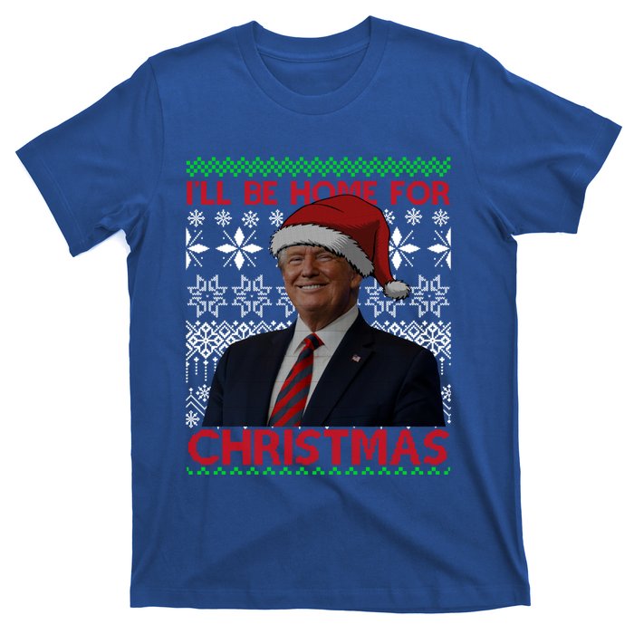 Funny Santa Hat Trump I’Ll Be Home For Christmas Xmas 2024 Gift T-Shirt