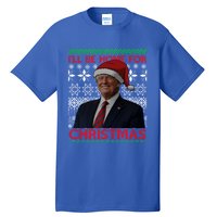 Funny Santa Hat Trump I’Ll Be Home For Christmas Xmas 2024 Gift Tall T-Shirt