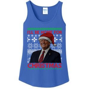 Funny Santa Hat Trump I’Ll Be Home For Christmas Xmas 2024 Gift Ladies Essential Tank