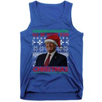 Funny Santa Hat Trump I’Ll Be Home For Christmas Xmas 2024 Gift Tank Top