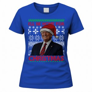 Funny Santa Hat Trump I’Ll Be Home For Christmas Xmas 2024 Gift Women's T-Shirt