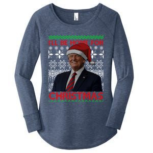 Funny Santa Hat Trump I’Ll Be Home For Christmas Xmas 2024 Gift Women's Perfect Tri Tunic Long Sleeve Shirt