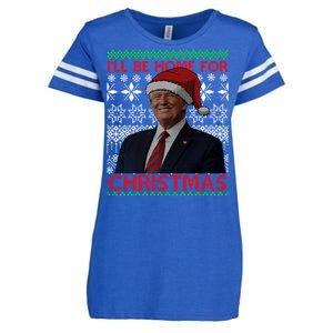 Funny Santa Hat Trump I’Ll Be Home For Christmas Xmas 2024 Gift Enza Ladies Jersey Football T-Shirt