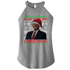 Funny Santa Hat Trump I’Ll Be Home For Christmas Xmas 2024 Gift Women's Perfect Tri Rocker Tank