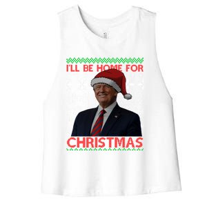 Funny Santa Hat Trump I’Ll Be Home For Christmas Xmas 2024 Gift Women's Racerback Cropped Tank