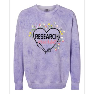 Floral Stethoscope Heart Nursing Research Nurse Gift Colorblast Crewneck Sweatshirt