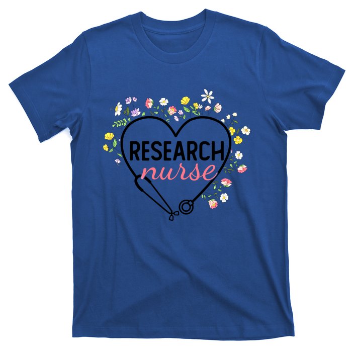 Floral Stethoscope Heart Nursing Research Nurse Gift T-Shirt