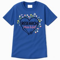 Floral Stethoscope Heart Nursing Research Nurse Gift Tall T-Shirt