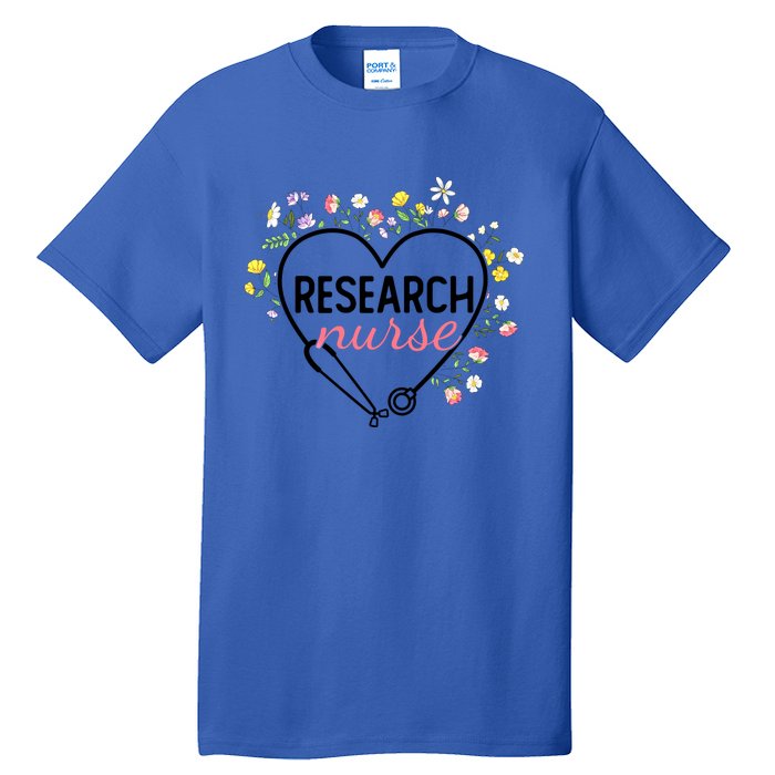 Floral Stethoscope Heart Nursing Research Nurse Gift Tall T-Shirt