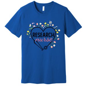 Floral Stethoscope Heart Nursing Research Nurse Gift Premium T-Shirt