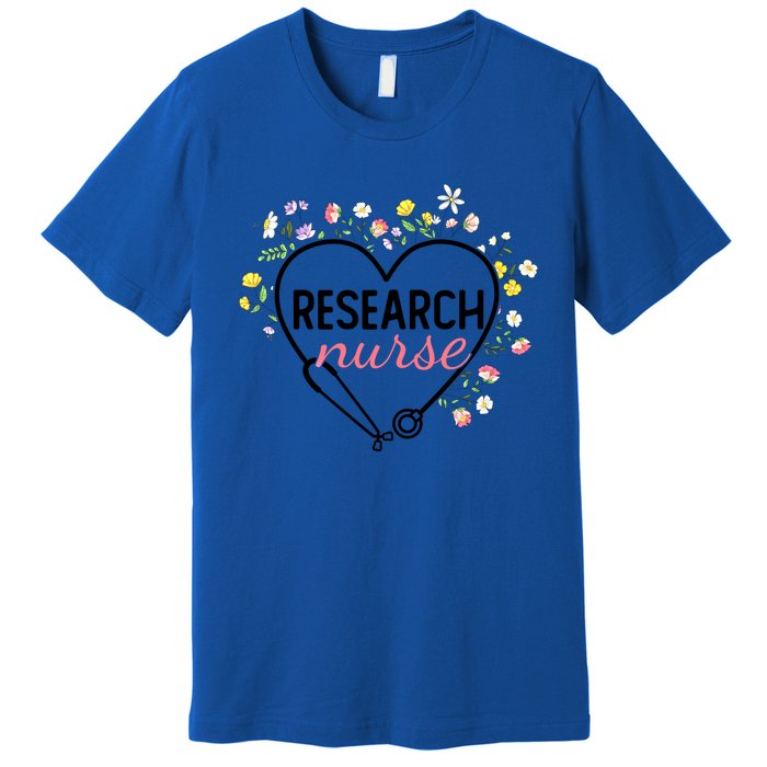 Floral Stethoscope Heart Nursing Research Nurse Gift Premium T-Shirt