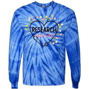 Floral Stethoscope Heart Nursing Research Nurse Gift Tie-Dye Long Sleeve Shirt