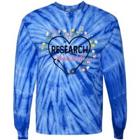 Floral Stethoscope Heart Nursing Research Nurse Gift Tie-Dye Long Sleeve Shirt