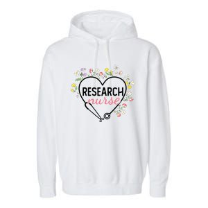 Floral Stethoscope Heart Nursing Research Nurse Gift Garment-Dyed Fleece Hoodie