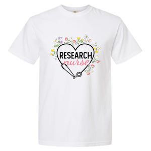 Floral Stethoscope Heart Nursing Research Nurse Gift Garment-Dyed Heavyweight T-Shirt