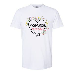 Floral Stethoscope Heart Nursing Research Nurse Gift Softstyle CVC T-Shirt