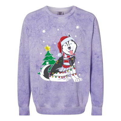 Funny Siberian Husky Christmas Dog Lover Gift Colorblast Crewneck Sweatshirt