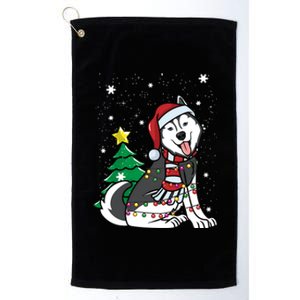 Funny Siberian Husky Christmas Dog Lover Gift Platinum Collection Golf Towel