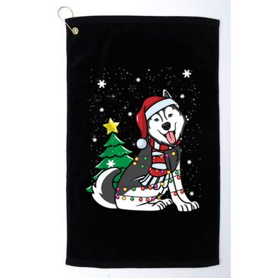 Funny Siberian Husky Christmas Dog Lover Gift Platinum Collection Golf Towel