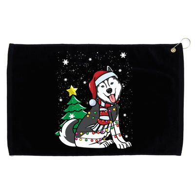 Funny Siberian Husky Christmas Dog Lover Gift Grommeted Golf Towel