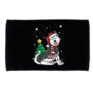 Funny Siberian Husky Christmas Dog Lover Gift Microfiber Hand Towel