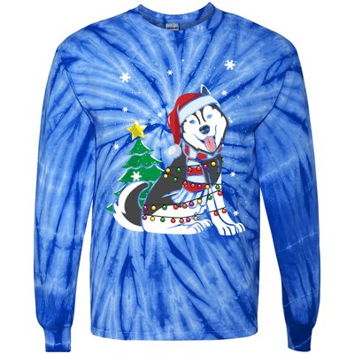 Funny Siberian Husky Christmas Dog Lover Gift Tie-Dye Long Sleeve Shirt