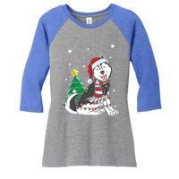 Funny Siberian Husky Christmas Dog Lover Gift Women's Tri-Blend 3/4-Sleeve Raglan Shirt