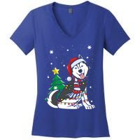 Funny Siberian Husky Christmas Dog Lover Gift Women's V-Neck T-Shirt