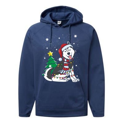 Funny Siberian Husky Christmas Dog Lover Gift Performance Fleece Hoodie