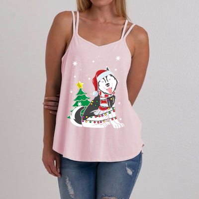 Funny Siberian Husky Christmas Dog Lover Gift Women's Strappy Tank