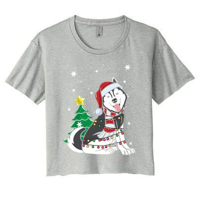 Funny Siberian Husky Christmas Dog Lover Gift Women's Crop Top Tee